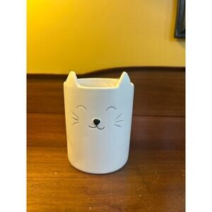 Isaac‎ Jacobs White Ceramic Cat Makeup Brush Holder NWT